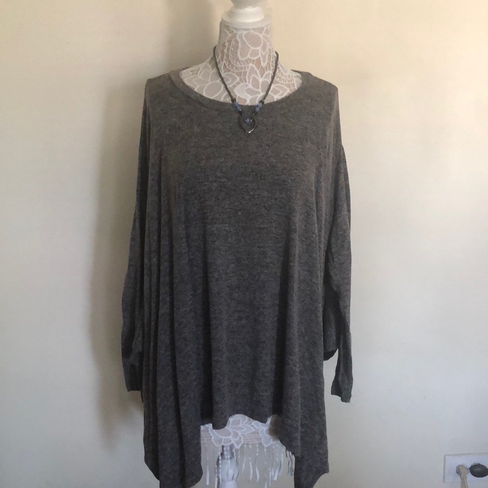Gray Batwing Top